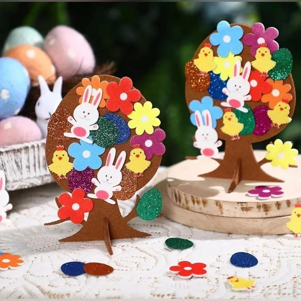 🆕 424 Pcs 3D Easter Egg Tree Felt Stickers Set